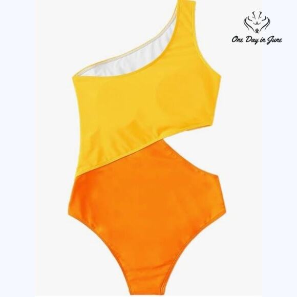 SweatyRocks One Shoulder One Piece Swimsuit Size XL - Picture 2 of 6